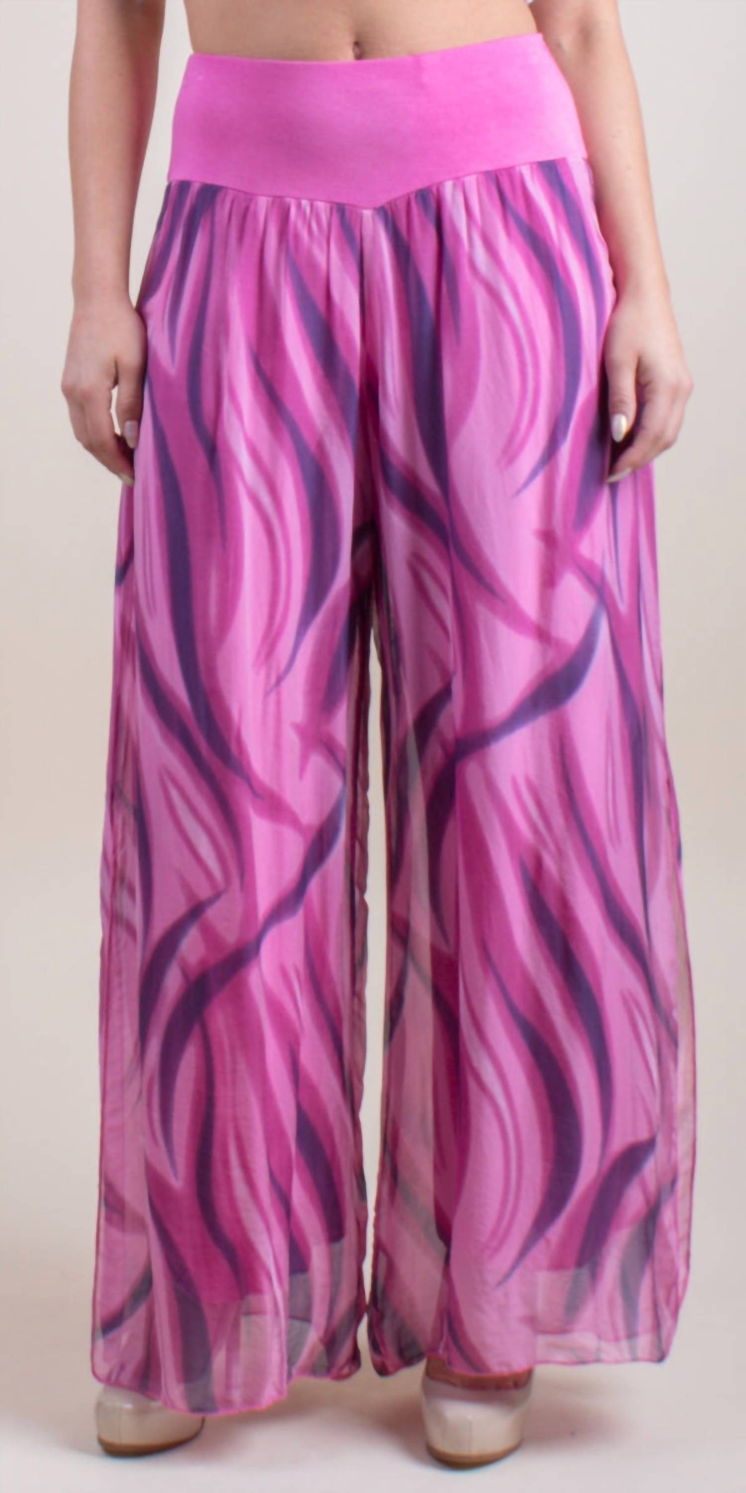 Gigi Moda - Jasmin Wave Print Slit Wide Leg Pants
