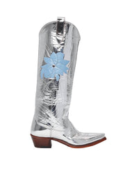 Miron Crosby - Preloved Women's Kristin Mirrored Boots With Denim Blue Leather Daffodil