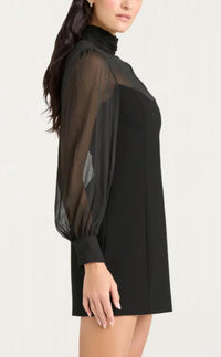 cinq a sept Fili Long Sleeve Mini Dress in black - women's dress - alternate view