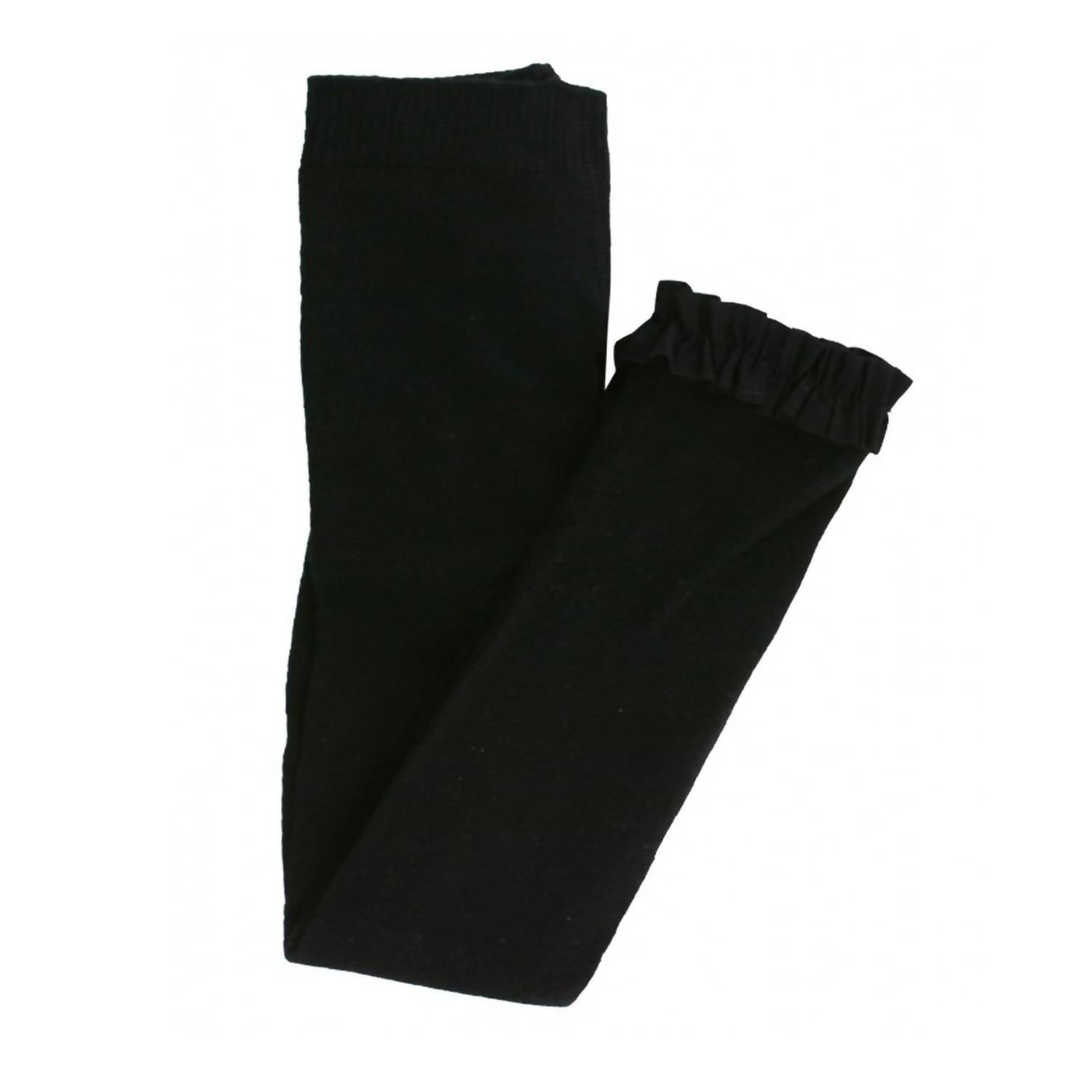 RuffleButts Newborns To Toddlers Footless Tights With Ruffle in black - kids' accessory
