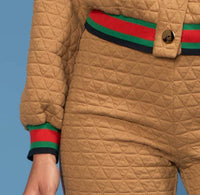 Oolala - Diamond Quilt Snap Bomber And Pant