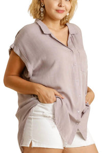 Umgee - Fade Wash Button Front Top - Plus