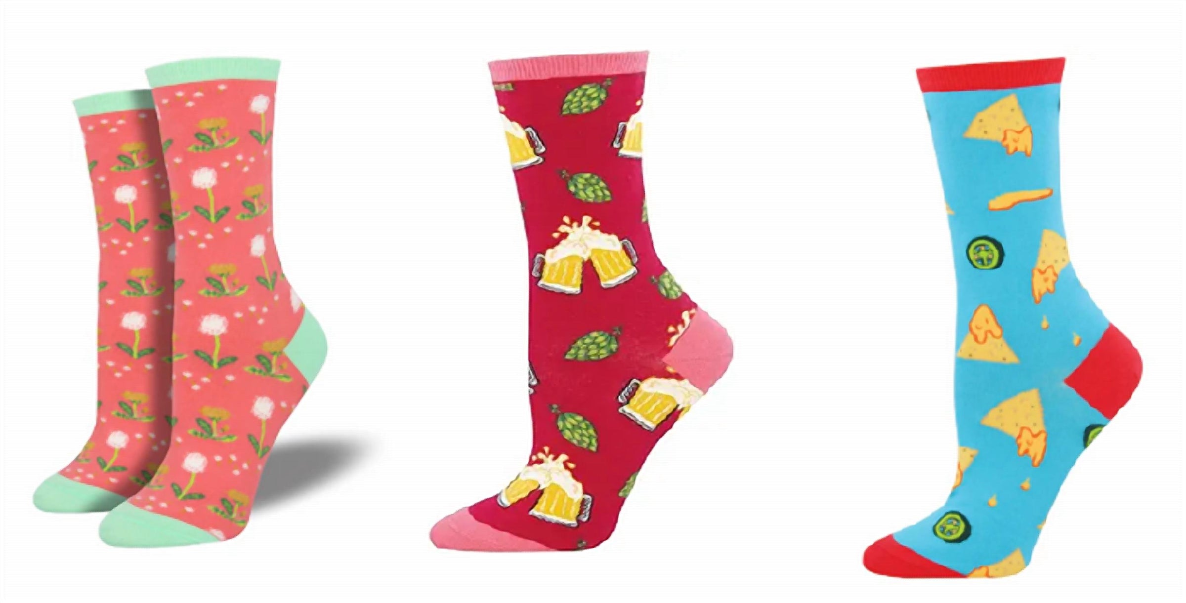 SOCKSMITH Women's Wishes In The Wind & Hoppier Together & Nacho Business Socks - Set Of 3 Pair in the wind hoppier together nacho business in multi - women's accessory