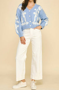 PINCH Floral Fancy Cardigan Top in blue - women's cardigan - view 5