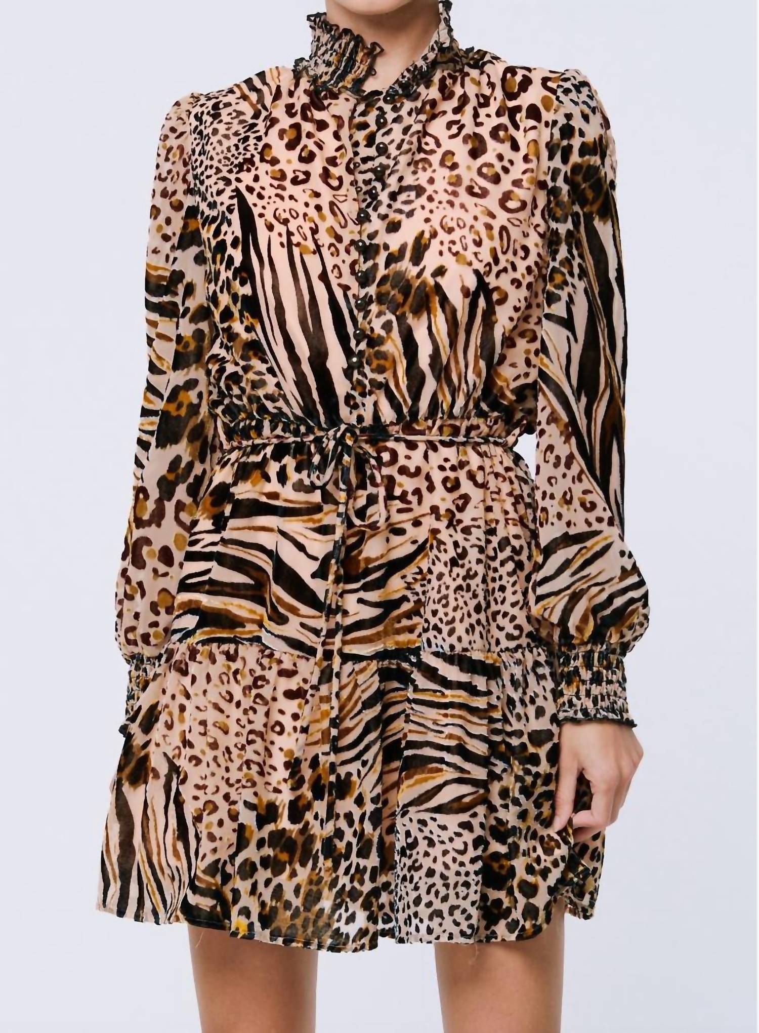Ciebon - Gemma Animal Print Shirt Dress