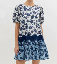 Entro - Floral Print Ric Rac Trim Dress