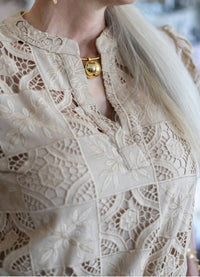Current Air - Katalin Split Neck Floral Lace Blouse