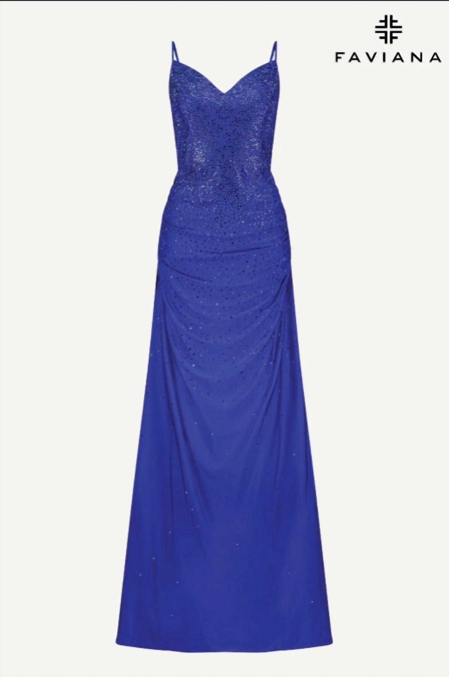 Faviana - Women's Corset Maxi Dress With Hotfix Crystals - Plus