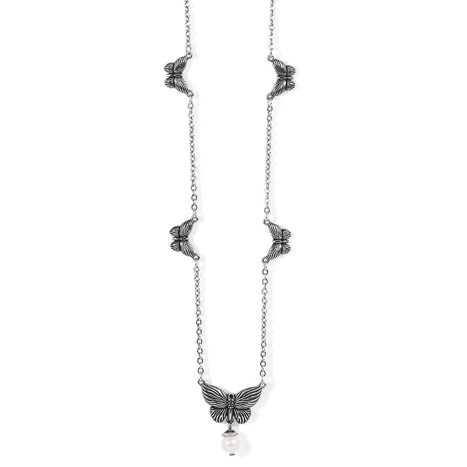 Brighton Bloom Butterfly Pearl Necklace in silver - women's jewelry