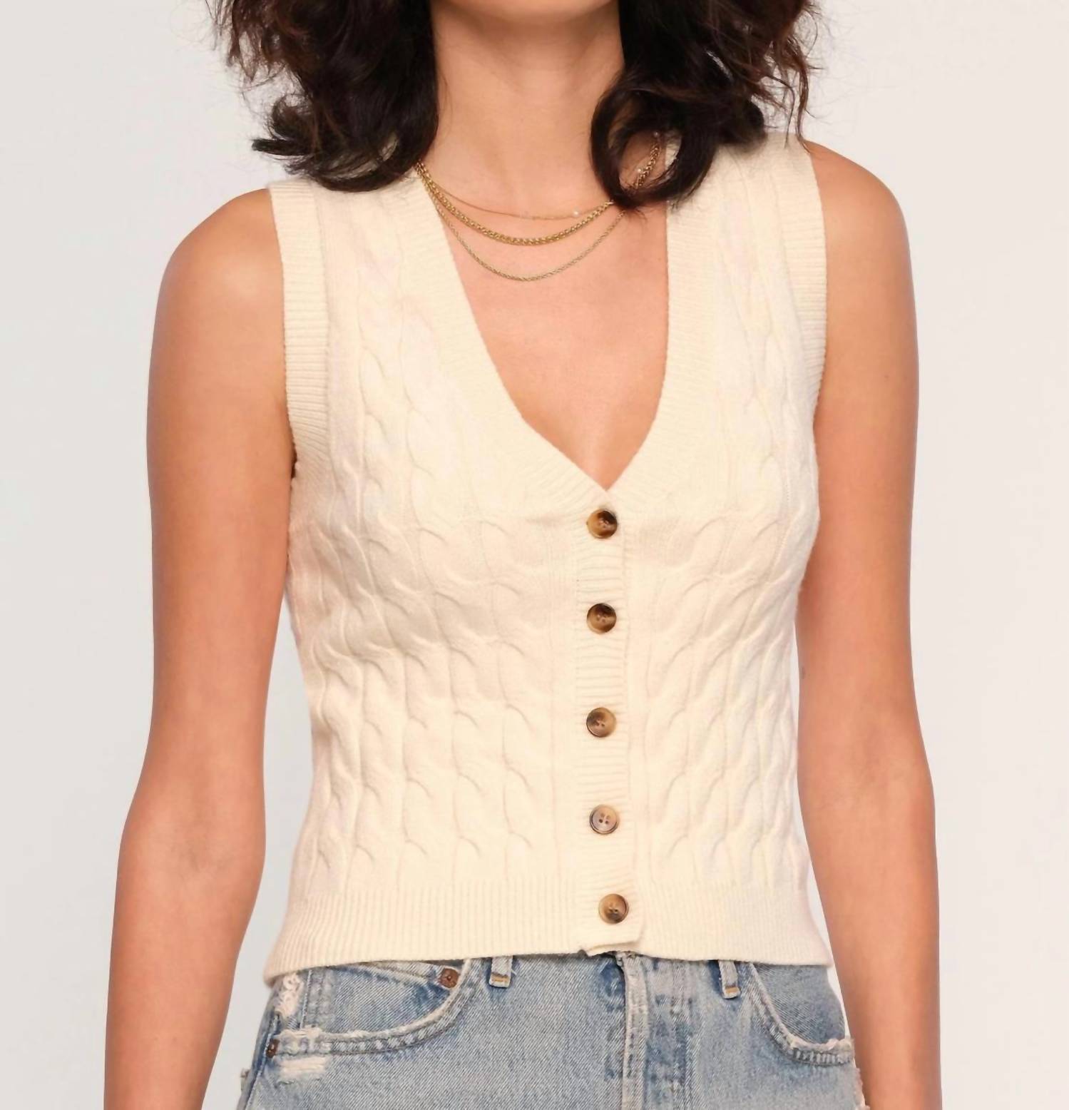 heartloom Camille Sweater Vest in ivory - women's jacket
