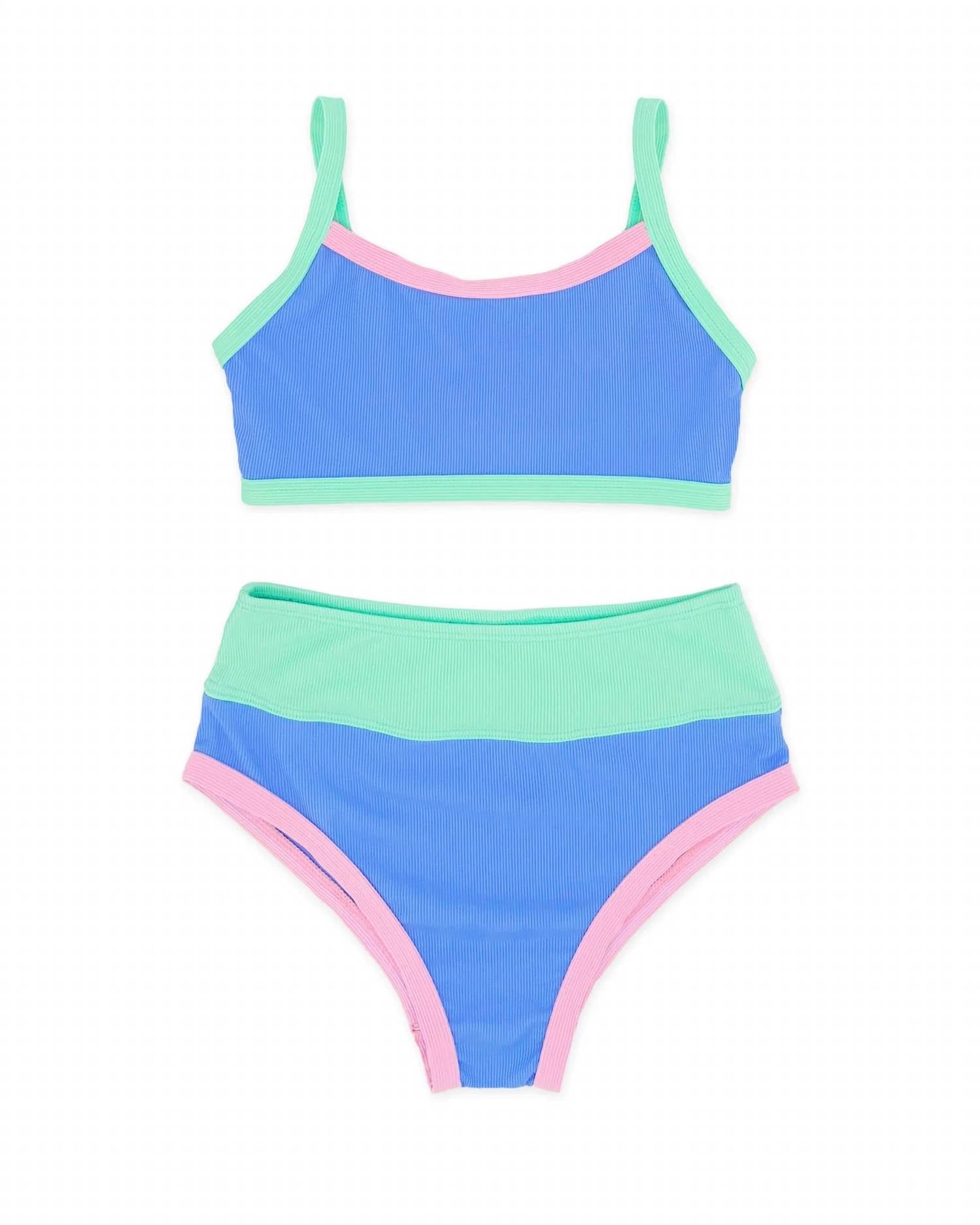 feather 4 arrow Kids' Retro Ringer Bikini in blue jay - kids' bikini