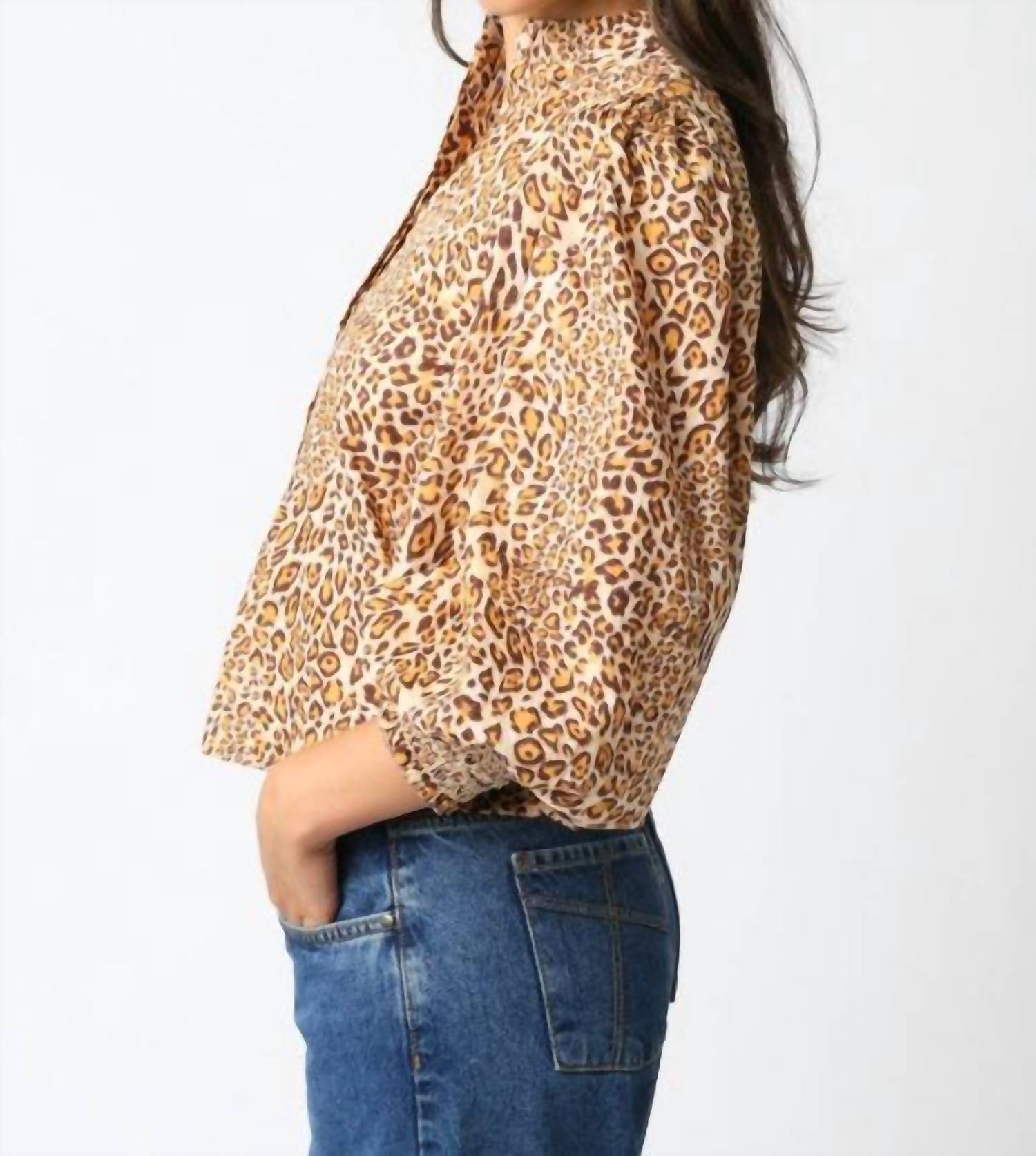Olivaceous - Amina Leopard Print Blouse