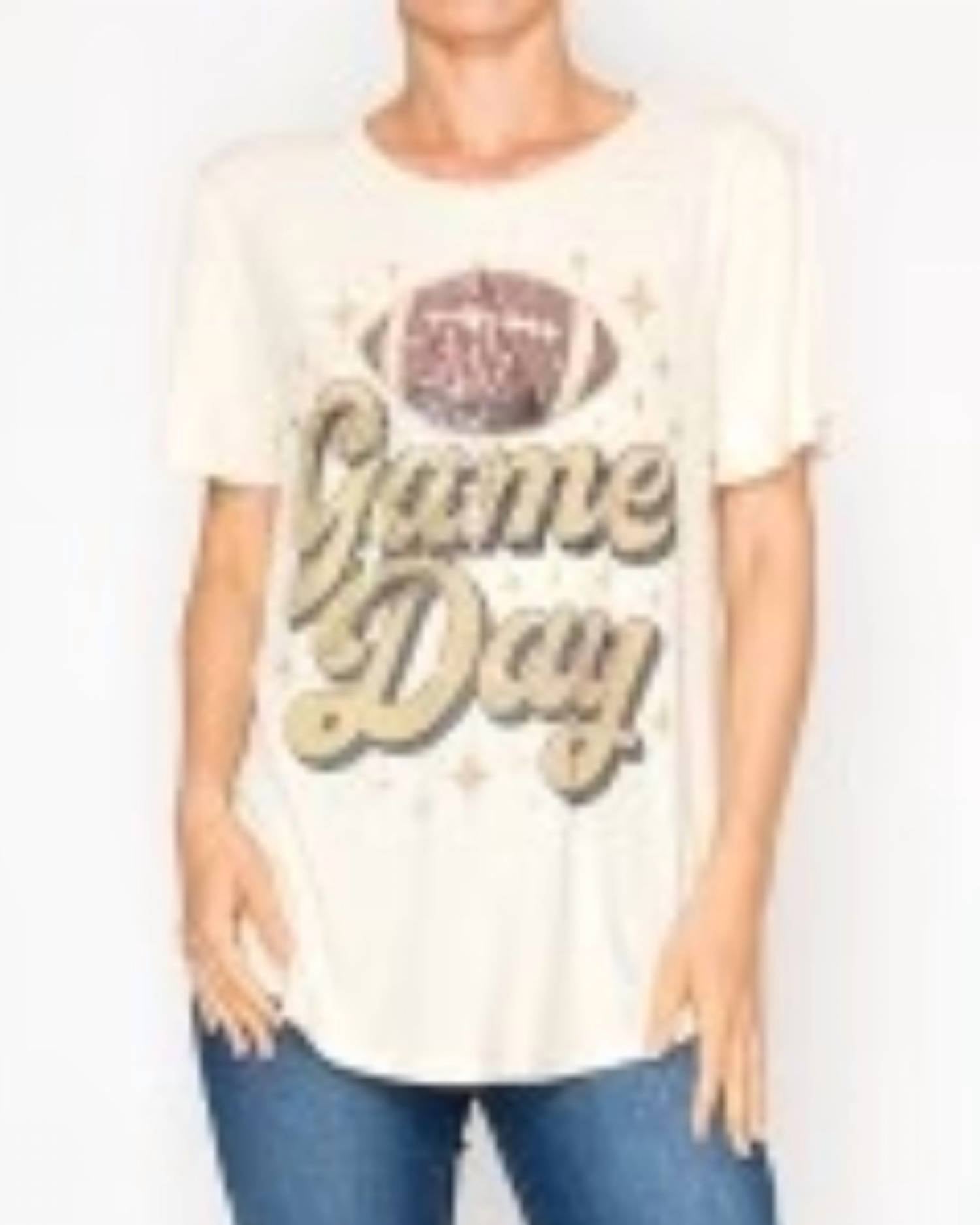 Origami Game Day T-Shirt with Star Sequin in white - women's t-shirt