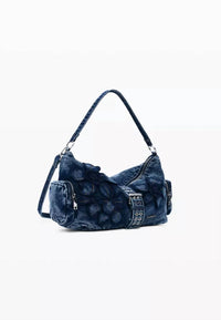 Desigual Women's Denim Floral Bag in blue - women's bag - detail view