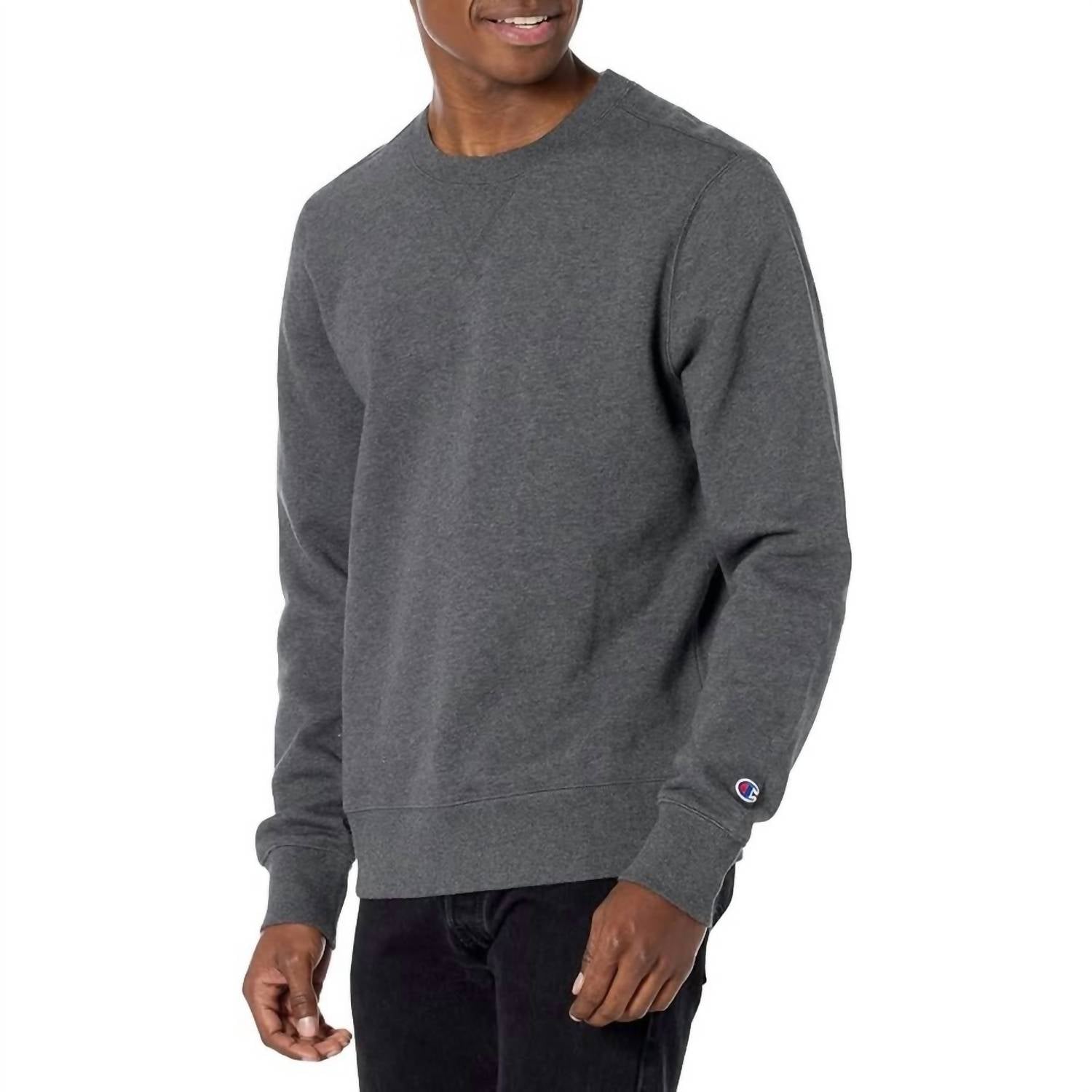 Champion Sueded Fleece Pullover Crew Neck Sweatshirt in charcoal gray - men's shirt