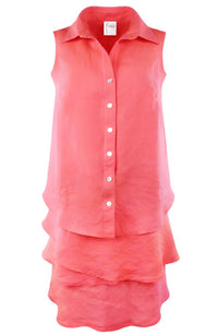Finley Jasmine Linen Dress in coral - women's dress - detail view