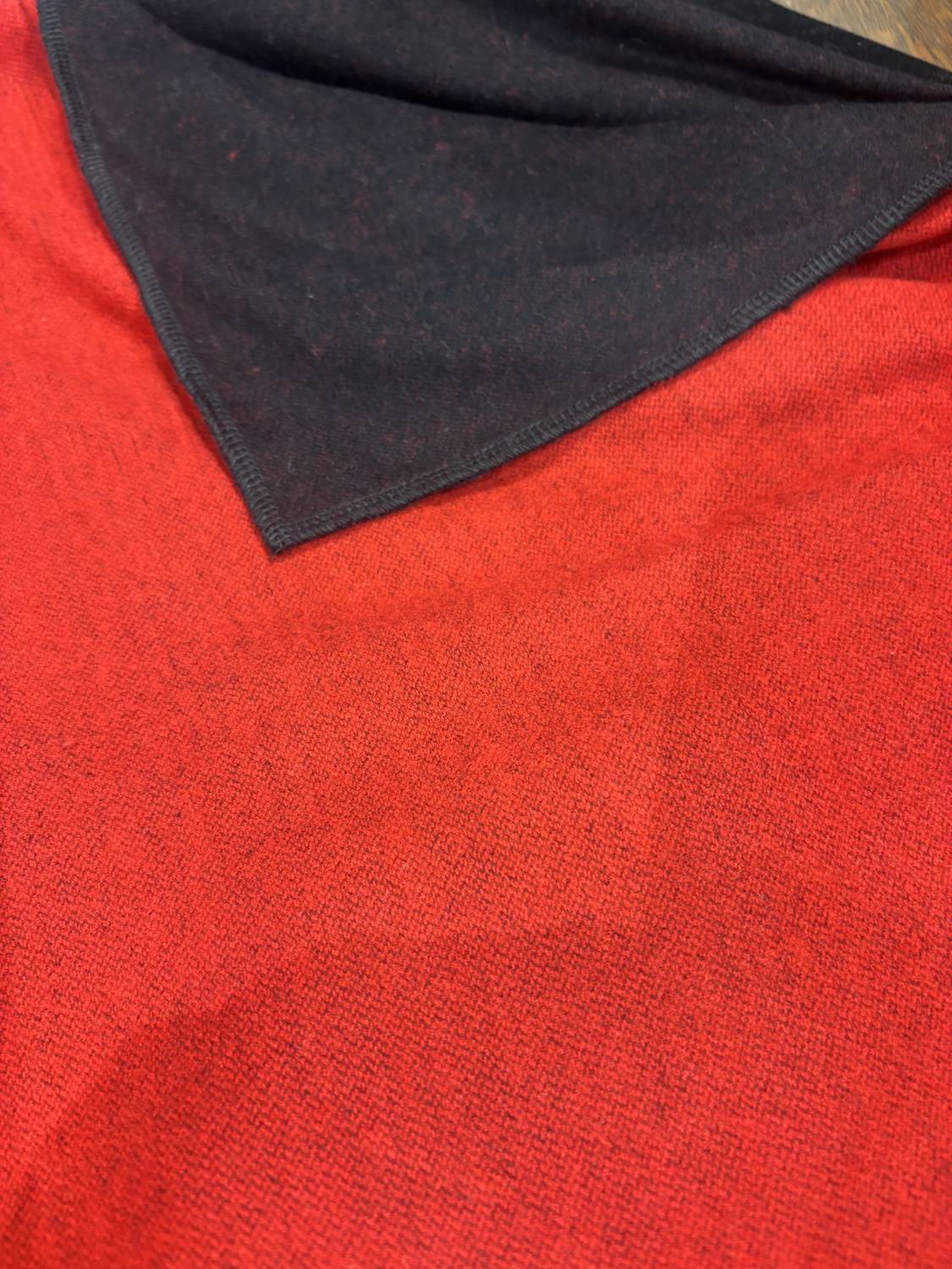 Rapti Fashion Cashmere poncho in red black - women's sweater - alternate view