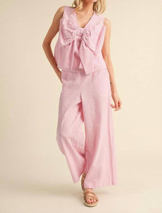 Jodifl - Seersucker Striped Bow Set