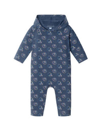 Andy & Evan Kid's Football Hooded Romper in navy - kids' item