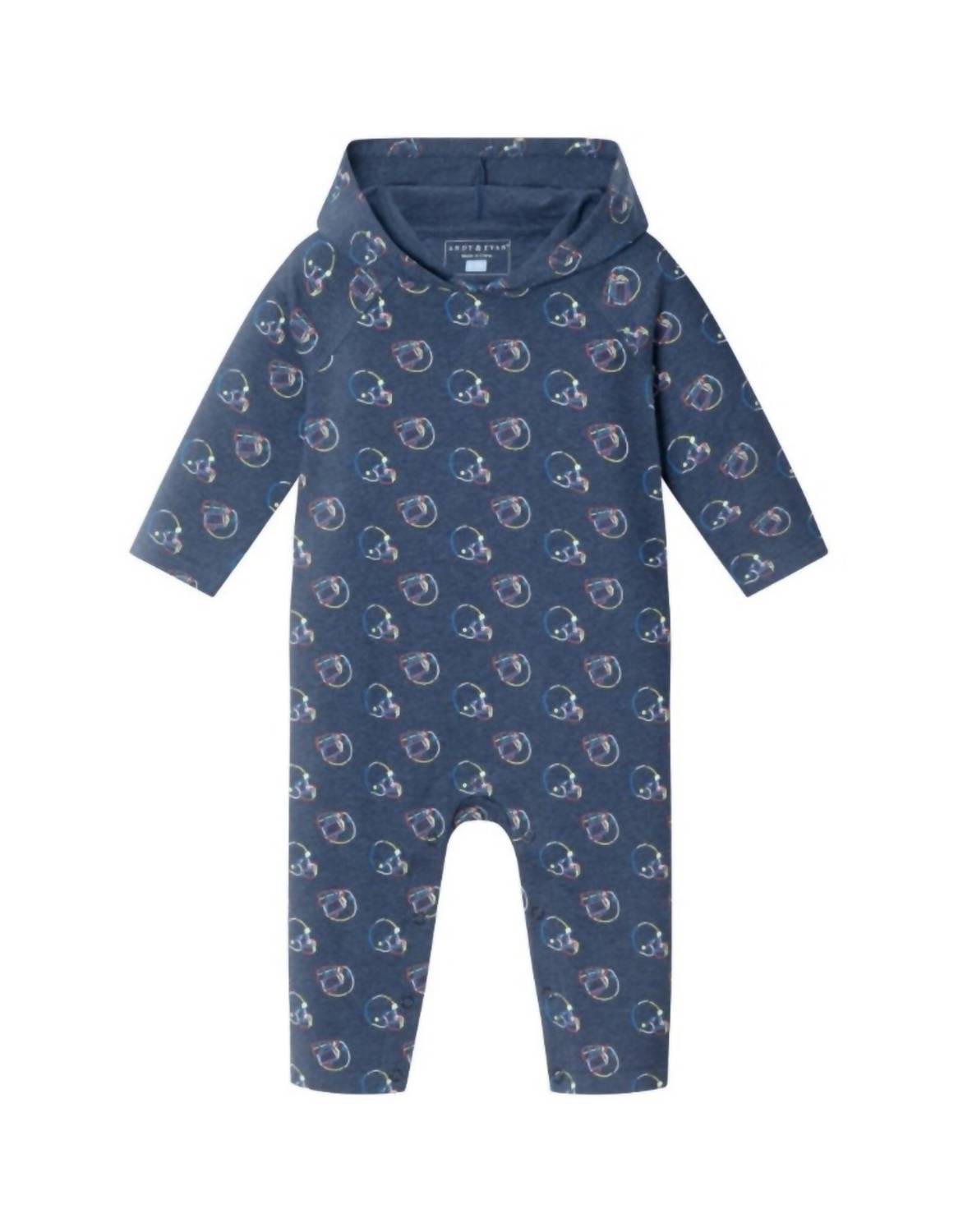 Andy & Evan Kid's Football Hooded Romper in navy - kids' item