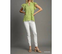 Style Usa - Lace Split Neck Top