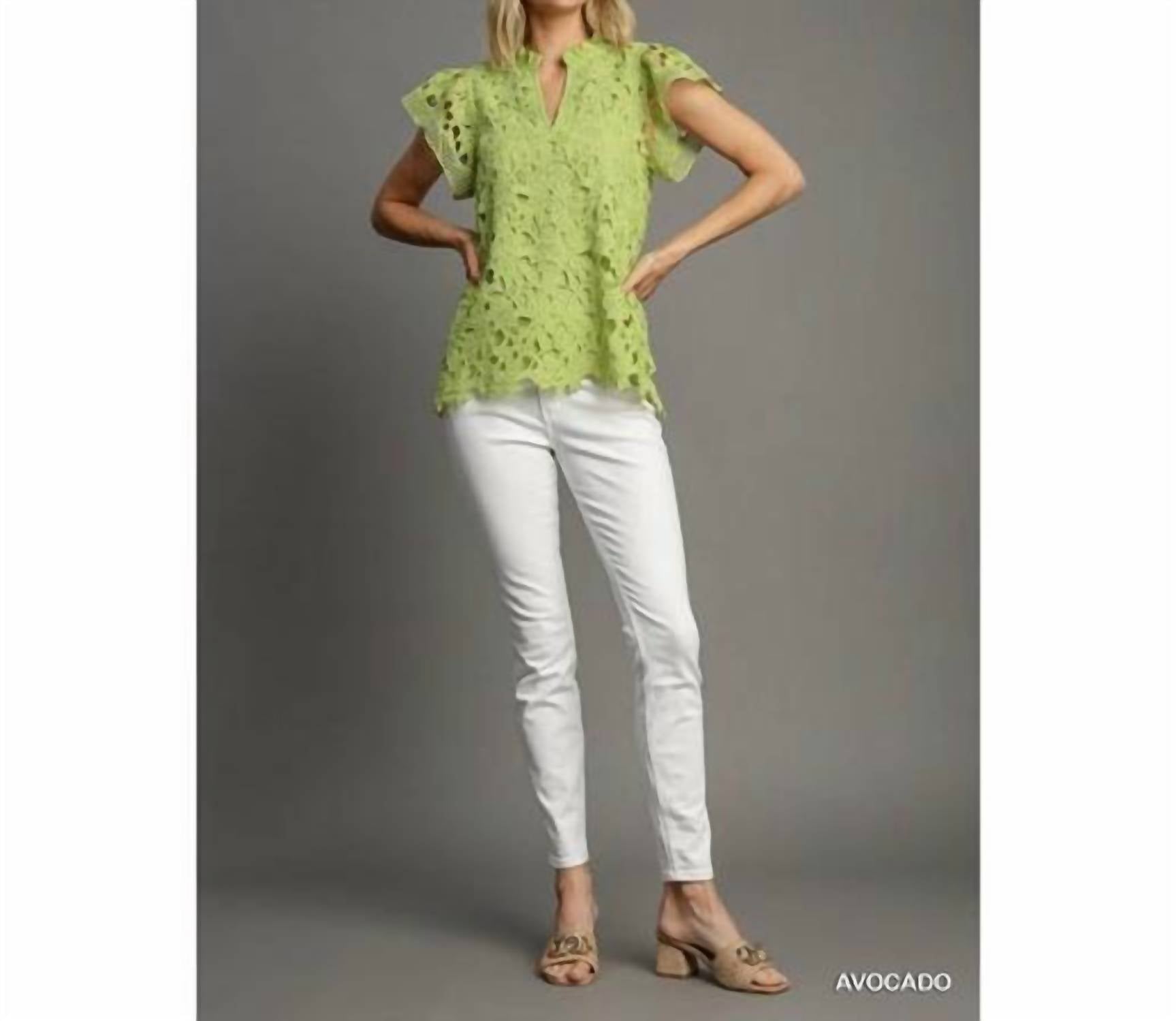 Style Usa - Lace Split Neck Top