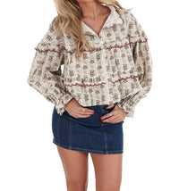 So Me Romantic Floral Boho Top in vintage floral - women's blouse