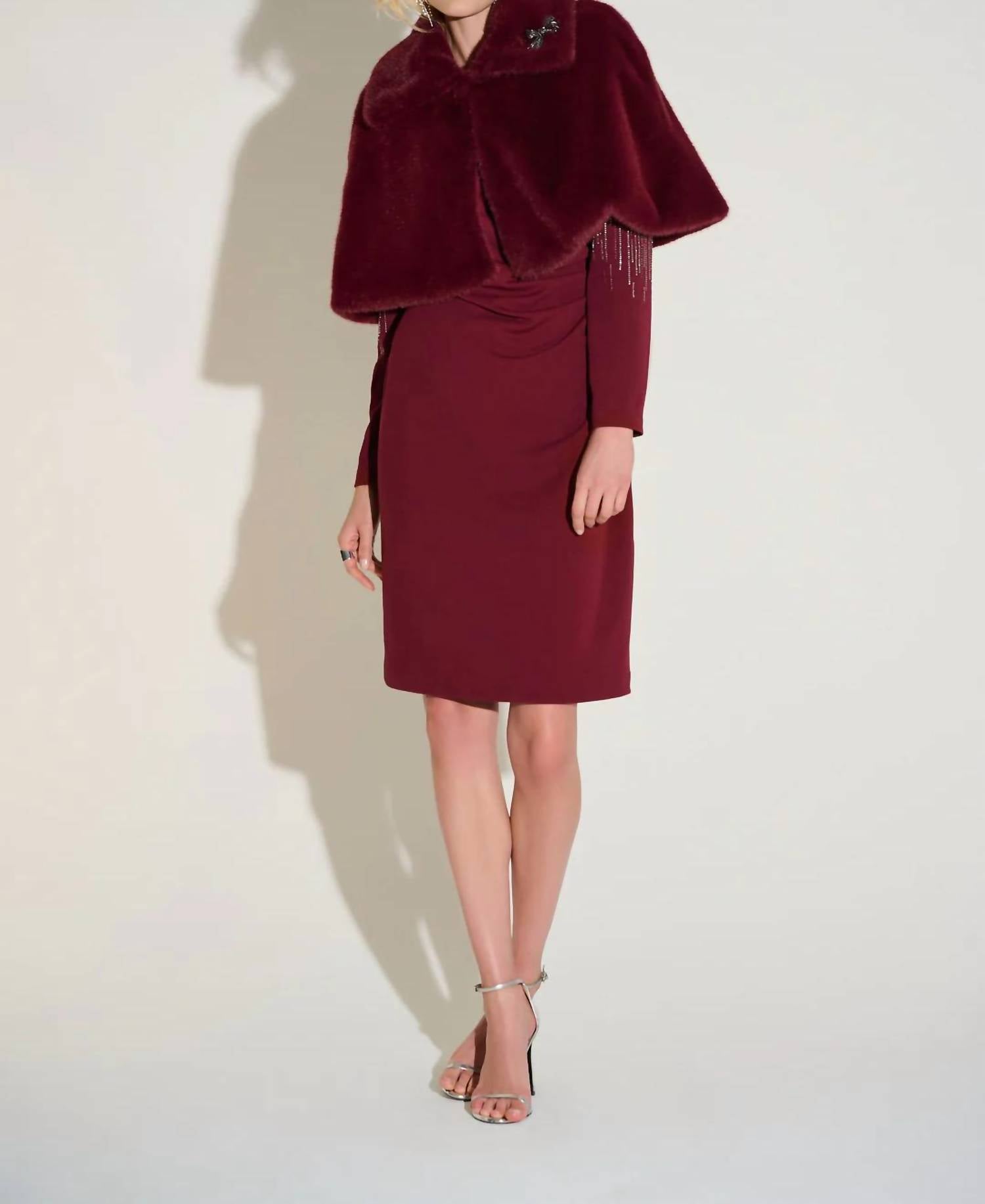 Joseph Ribkoff - Faux Fur Cropped Cape Jacket