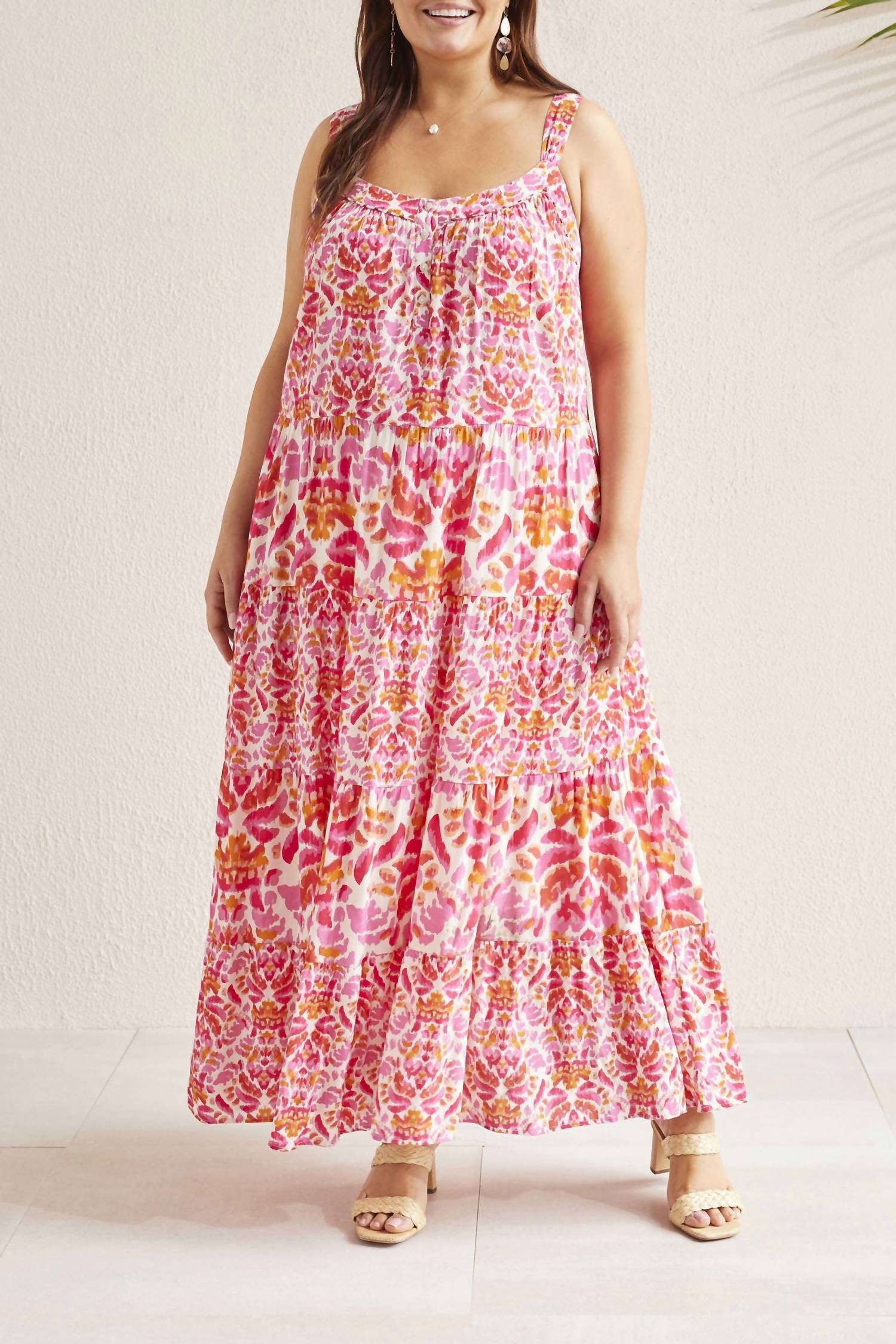TRIBAL Sleeveless Maxi Dress With Pockets - Plus in amberglow - women's dress