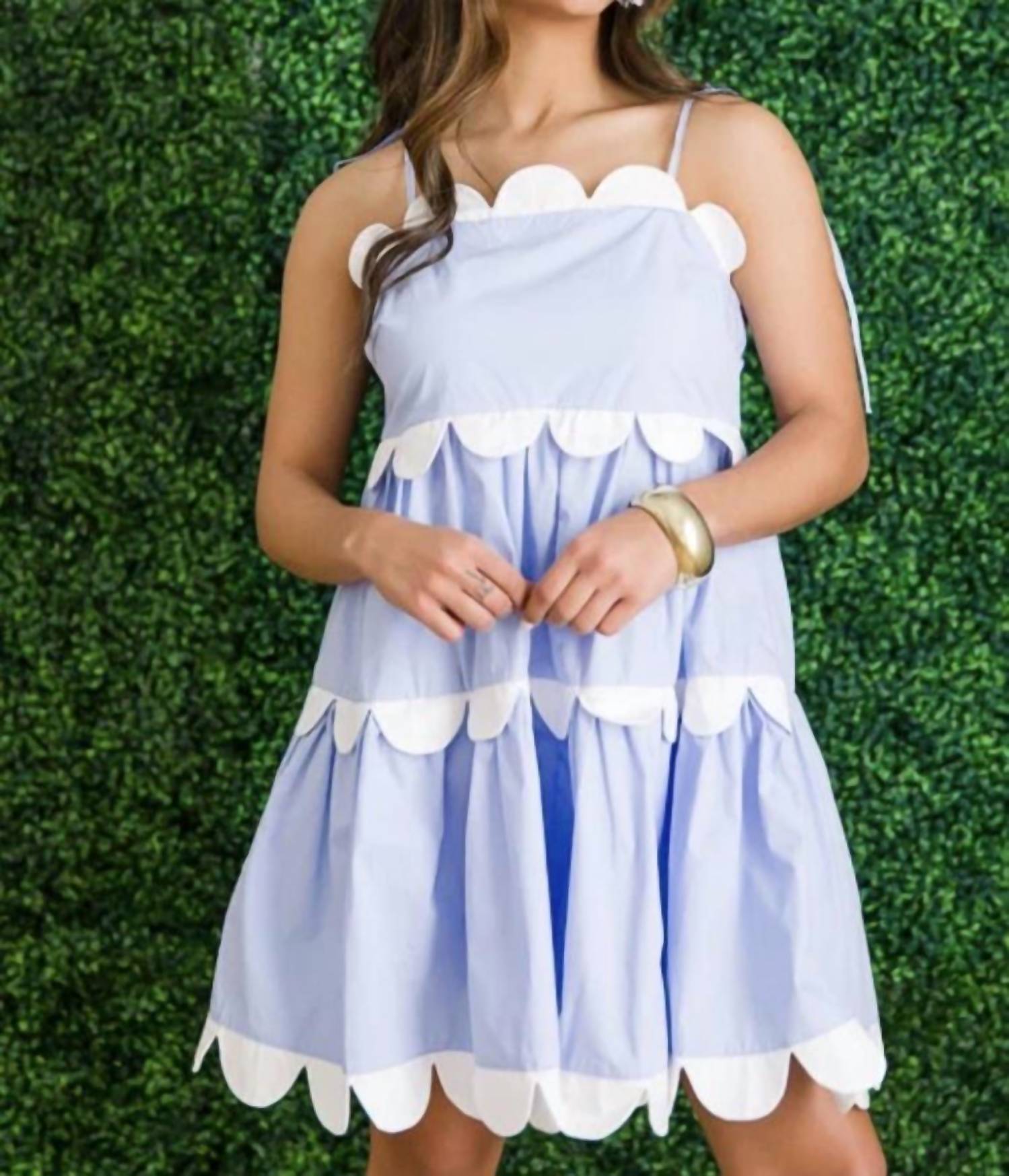 Mainstrip - Scallop Edge Solid Babydoll Dress