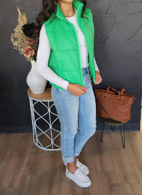 Vanilla Monkey Kelly Puff Vest in green - women's jacket - detail view