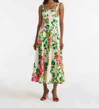 SALONI Sabrina Dress in saffier bouquet - women's dress