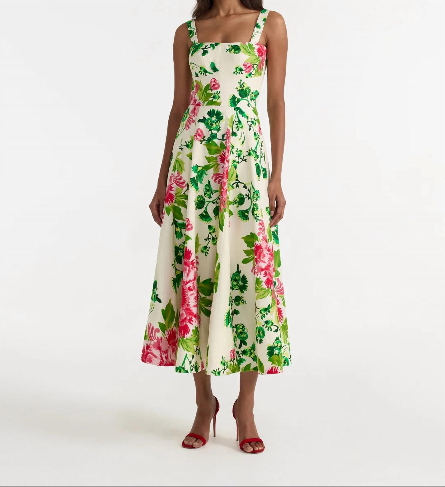 SALONI Sabrina Dress in saffier bouquet - women's dress