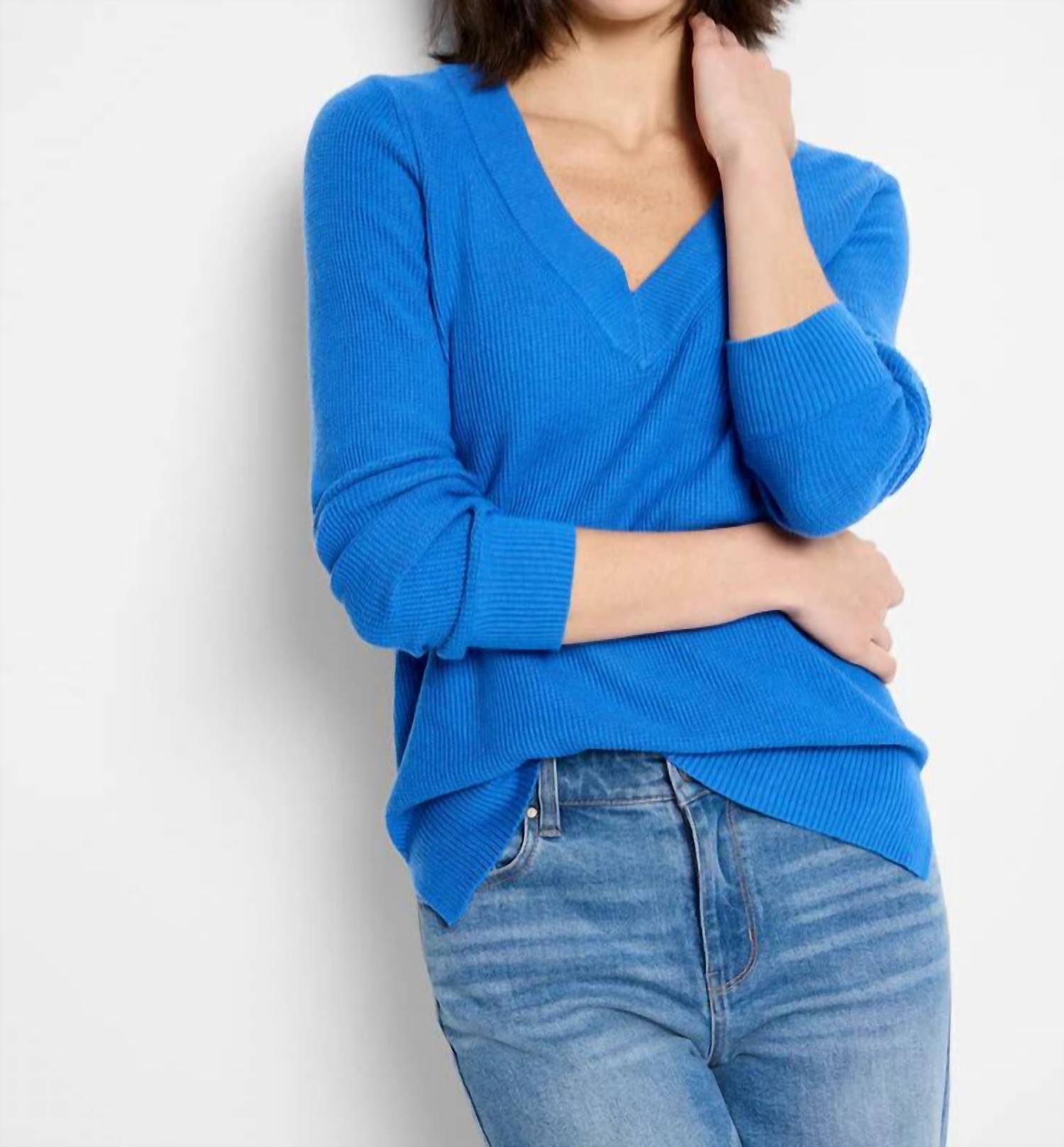 Nic + Zoe - Waffle Stitch V-neck Sweater