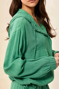 Tribal - Lightweight Linen Button-front Hooded Jacket