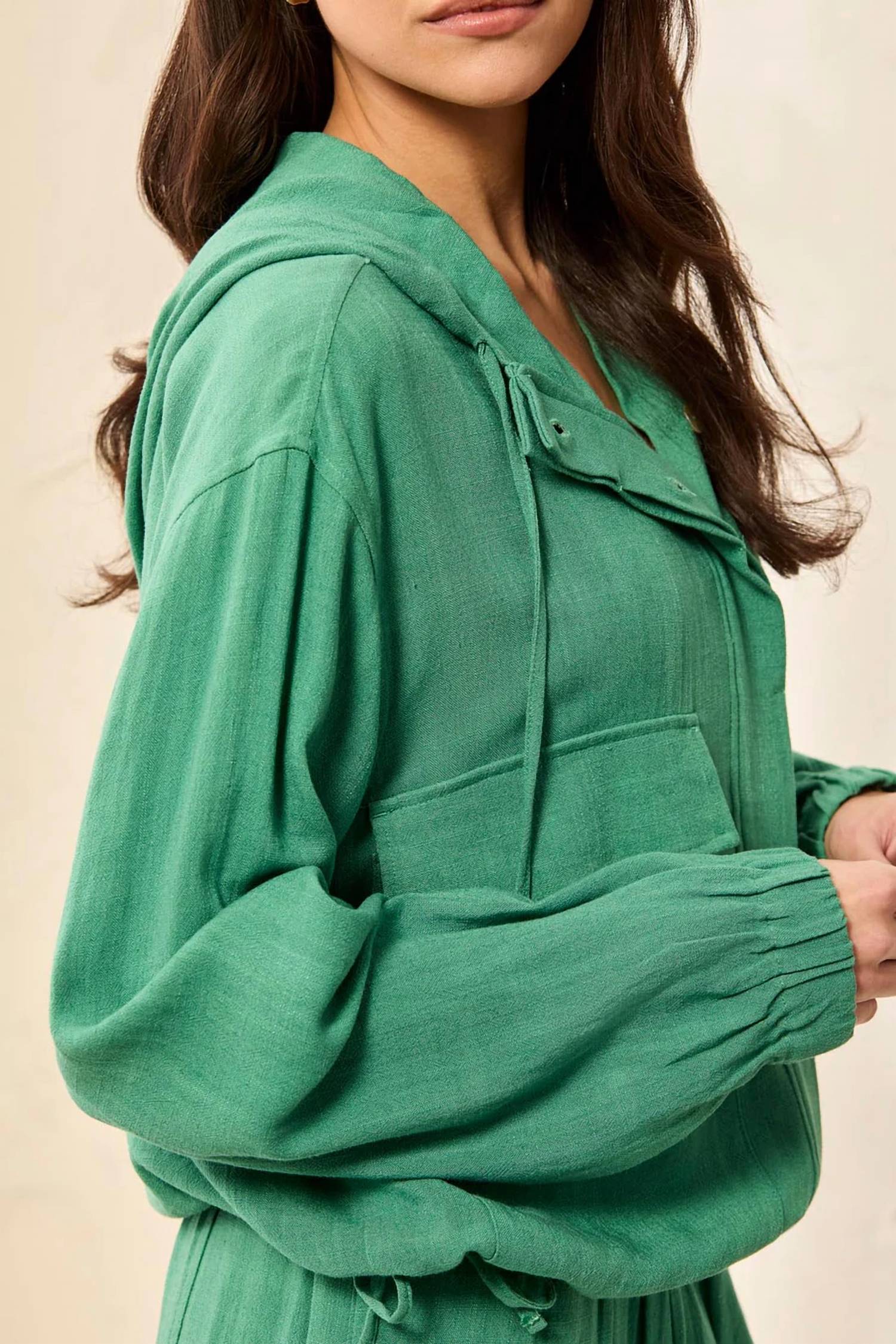 Tribal - Lightweight Linen Button-front Hooded Jacket