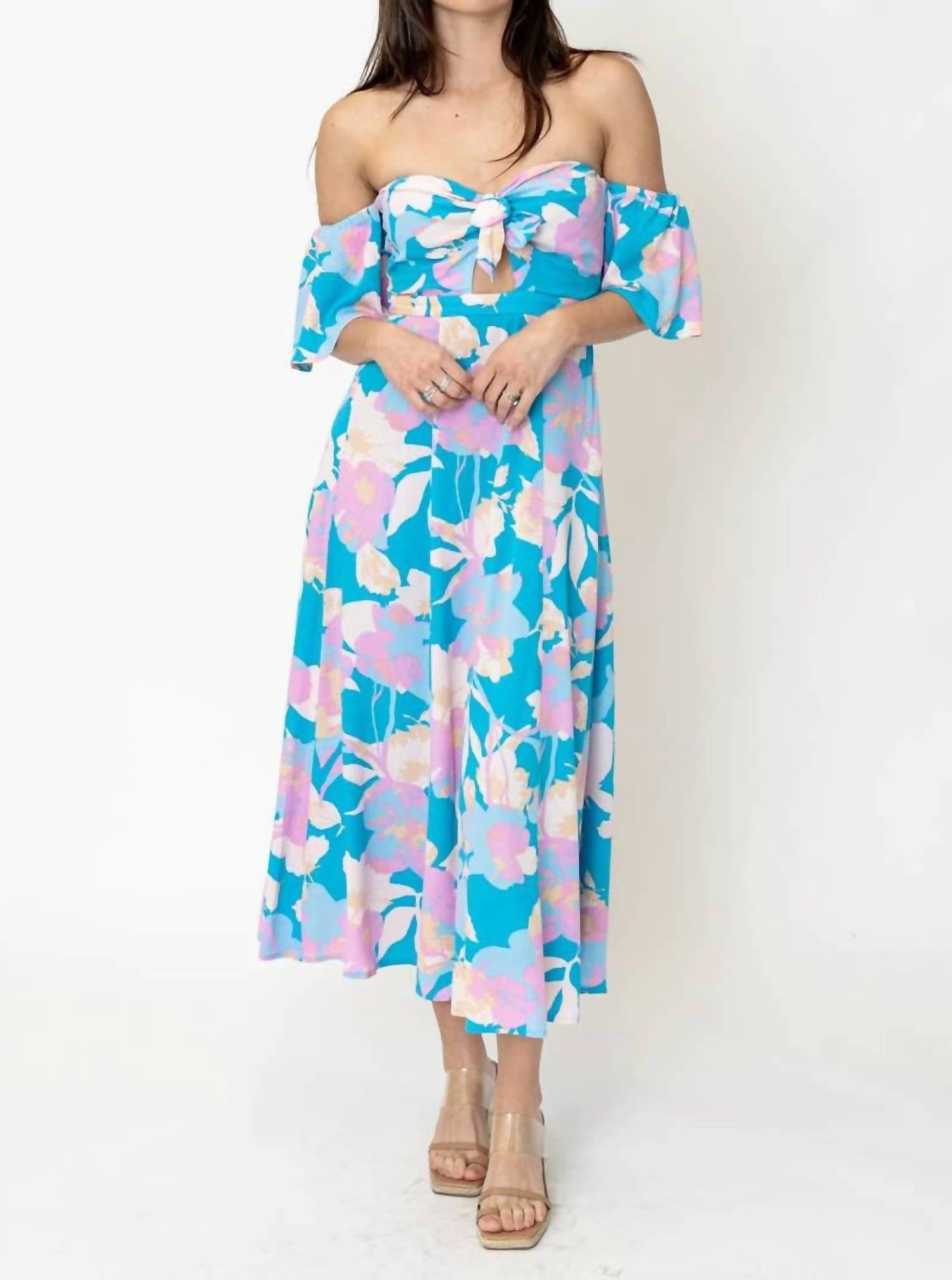 En Creme - Off Shoulder Floral Print Midi Dress