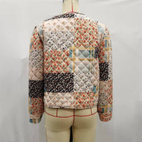 Rosa Clothing Floral Color Blocks Print Quilted Jacket in apricot - women's jacket - view 4