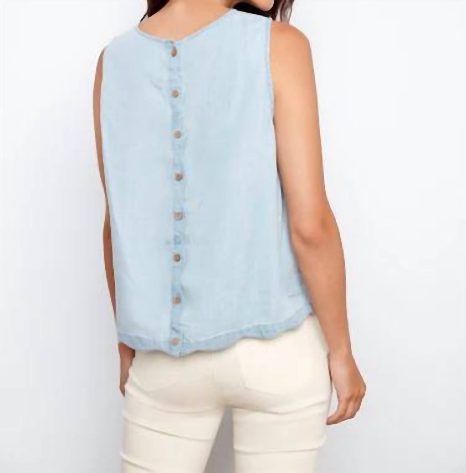Charlie B - Tencel Sleeveless Scalloped Top