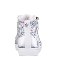 Nina Girls Yuti High Top Sneakers in white glitter - kids' sneaker - alternate view