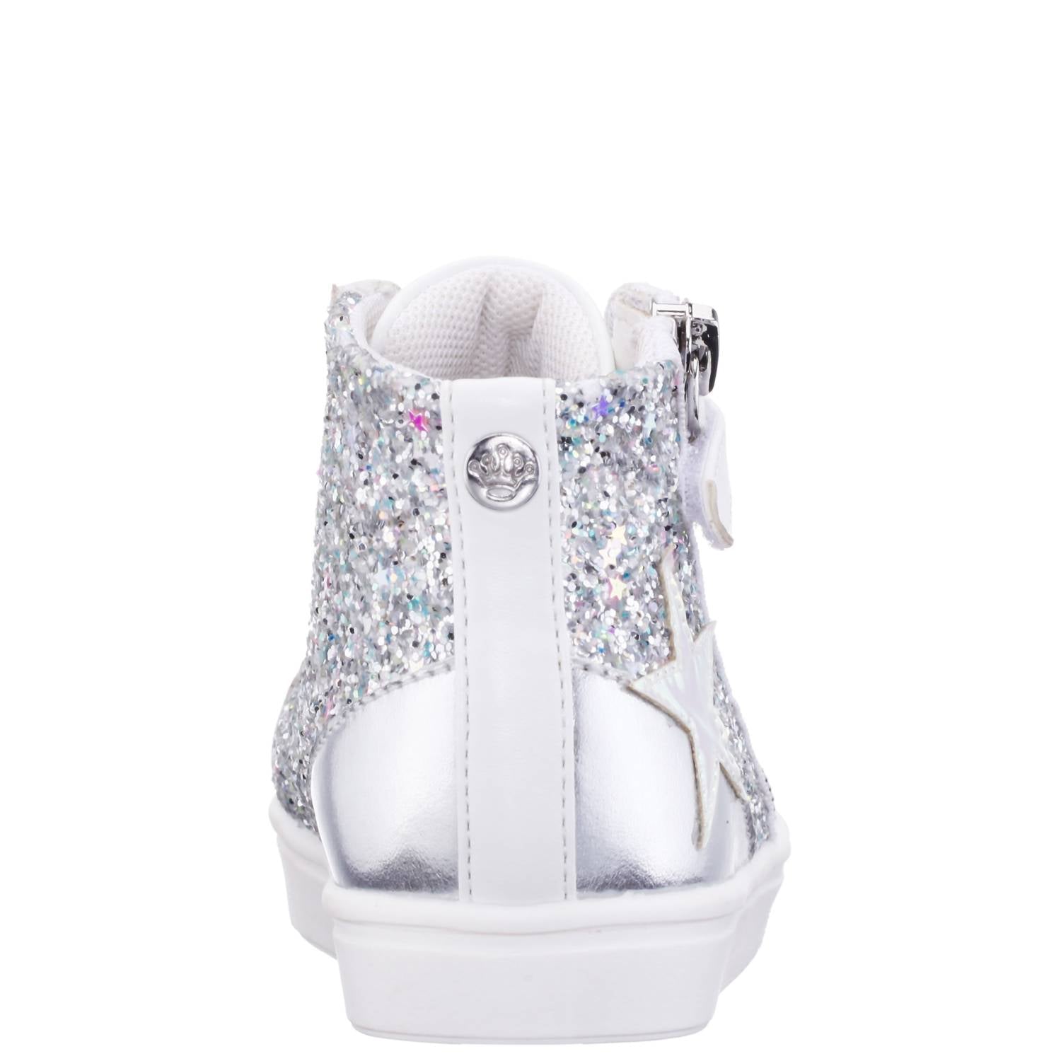Nina Girls Yuti High Top Sneakers in white glitter - kids' sneaker - alternate view