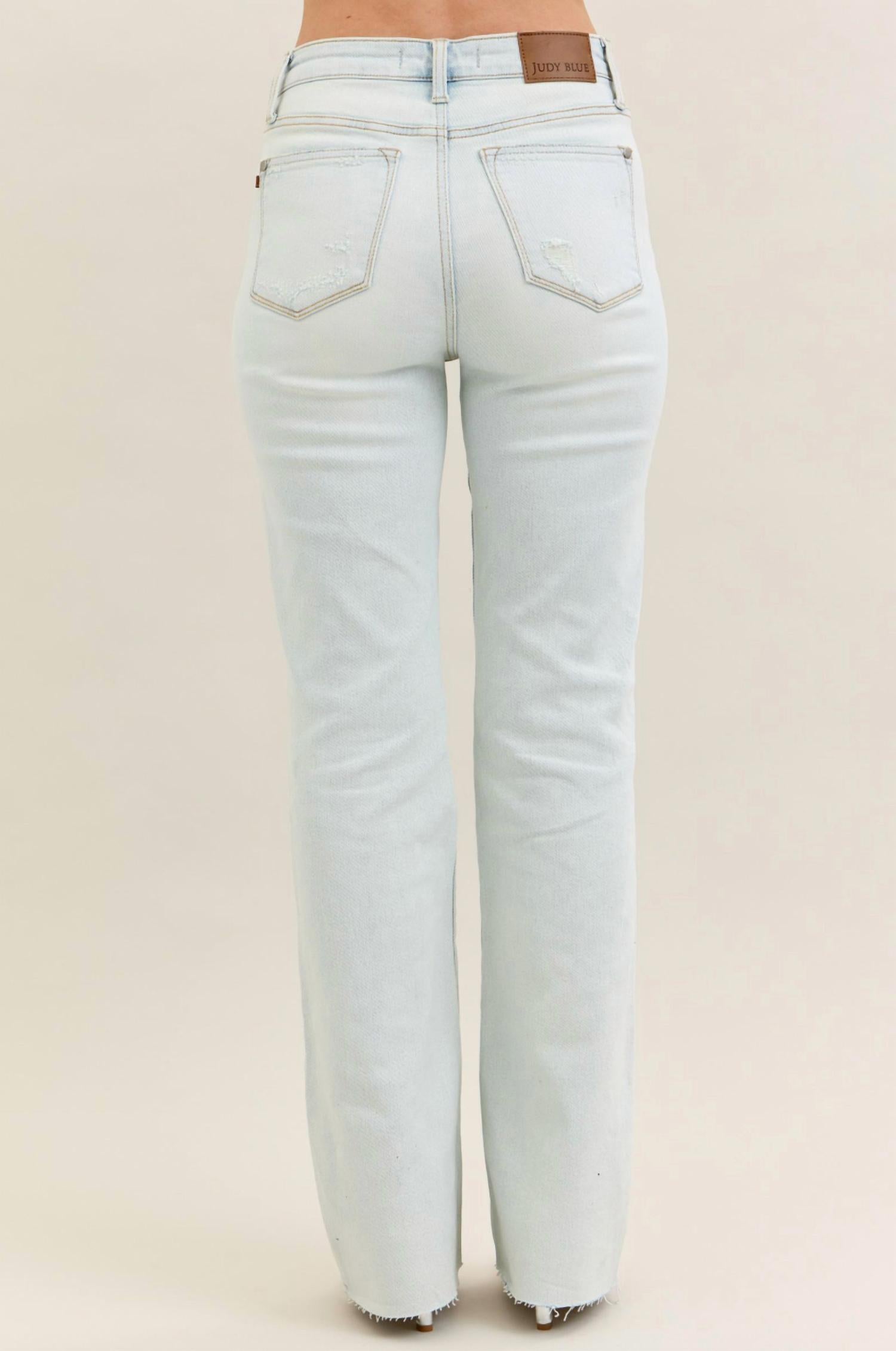 Judy Blue - Mid Rise Destroyed Fray Hem Bootcut Jeans