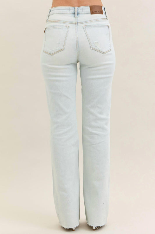 Judy Blue - Mid Rise Destroyed Fray Hem Bootcut Jeans