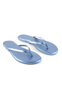 solei sea Women's Indie Flip Flop Sandal in metallic denim - women's sandal - detail view