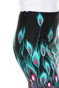White Mark - Feather Print Pencil Skirt