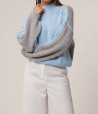 line and dot Katy Mock Neck Sweater in blue grey - women's sweater - view 5