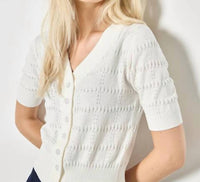 Apricot - Pointelle Knit Cardigan