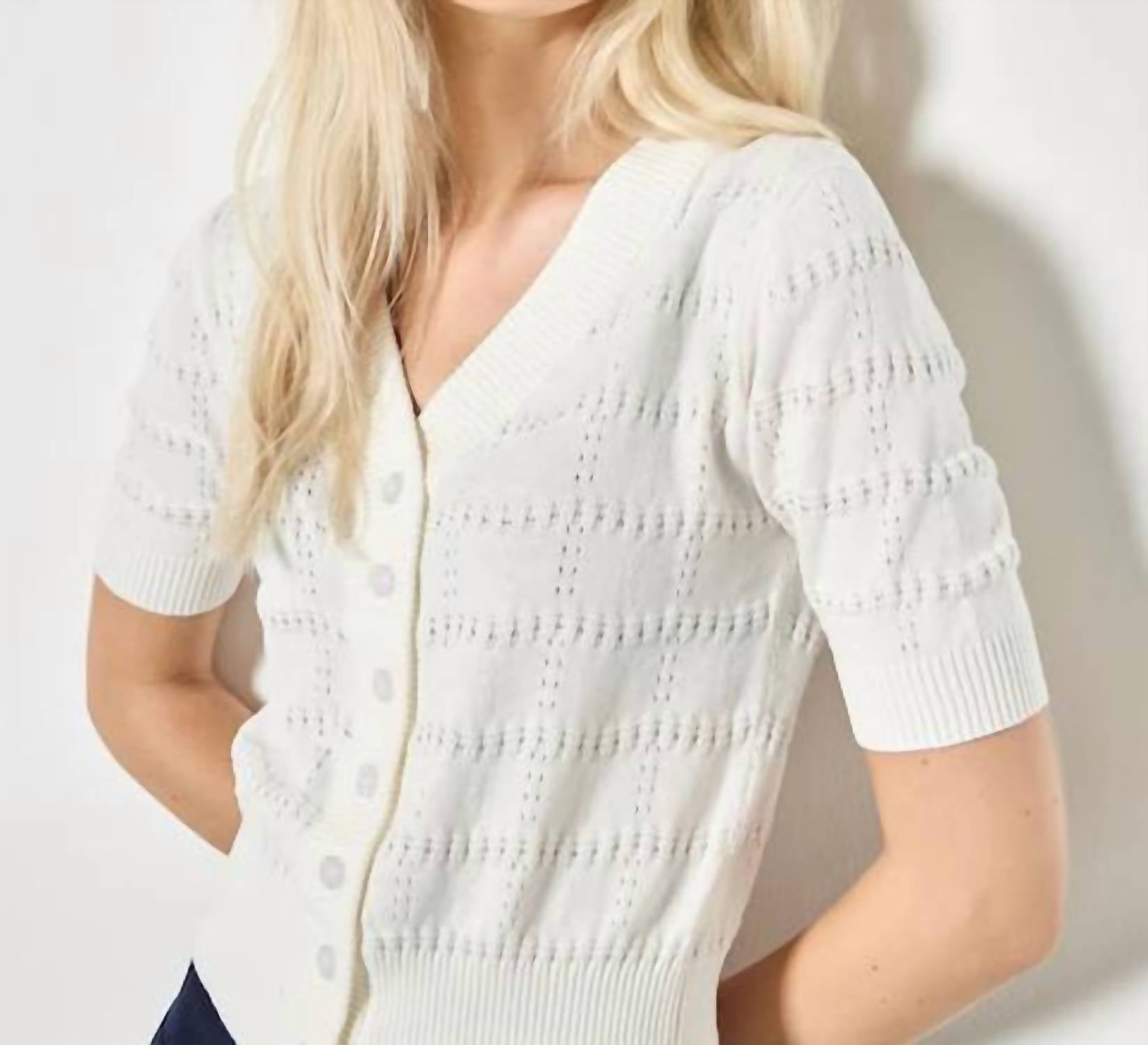 Apricot - Pointelle Knit Cardigan