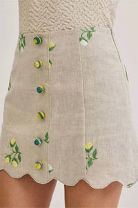 Maude Club - Sophia Linen Scalloped Mini Skirt