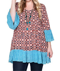 Kori - Floral Bell Sleeve Peasant Top